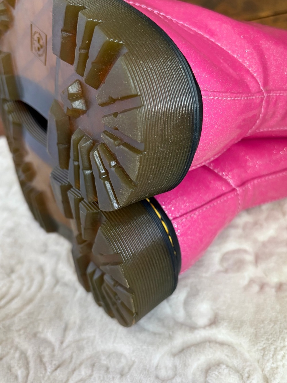Dr Martens Luana Pink Glitter Patent Leather Combat Boots Women Sz 7 Rare Y2K - Picture 15 of 15